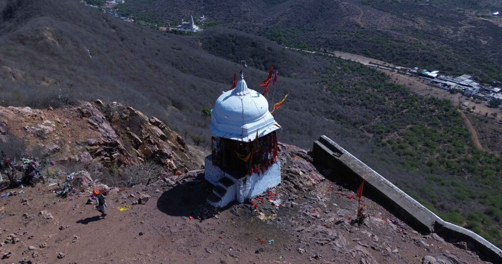 Bhairav Temple at Bijasan Mata Temple, Indergarh – a sacred Hindu temple in Rajasthan dedicated to Lord Bhairav, known for his protective and fierce form. This revered pilgrimage site, surrounded by scenic hills, attracts devotees seeking blessings, strength, and spiritual peace